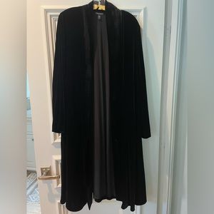 Eileen fisher black velvet long coat